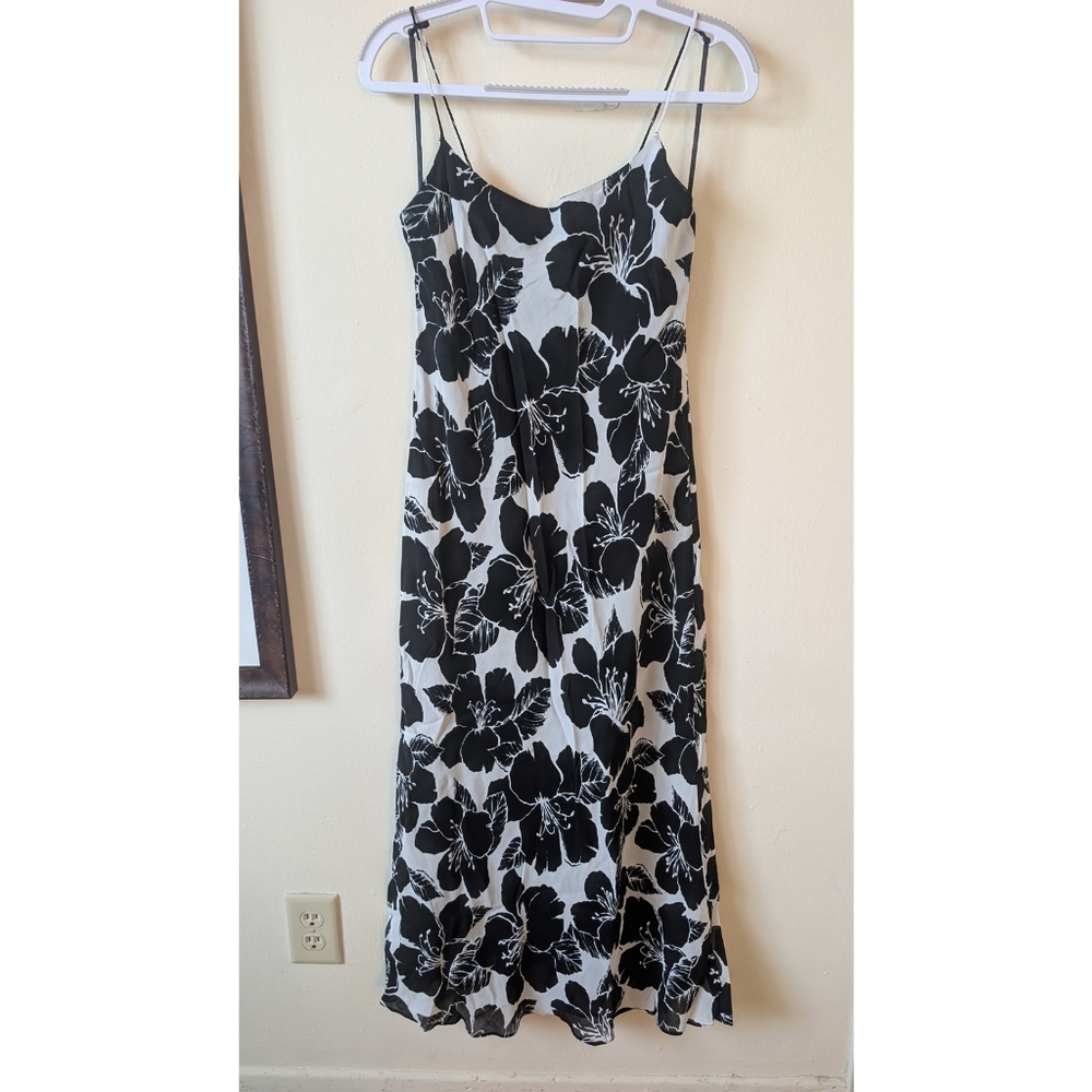 Jones New York Floral Black and White Dress Spaghetti Strap Vintage